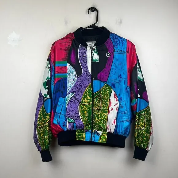 Women’s Vintage 90s Art Picasso Bomber Jacket - Full Zip Size L - Picture 2 of 8